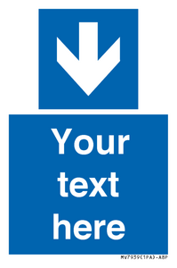 Custom Mandatory directional sign, blue arrow down